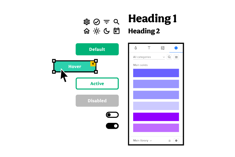 uxpin design system components states icons 2