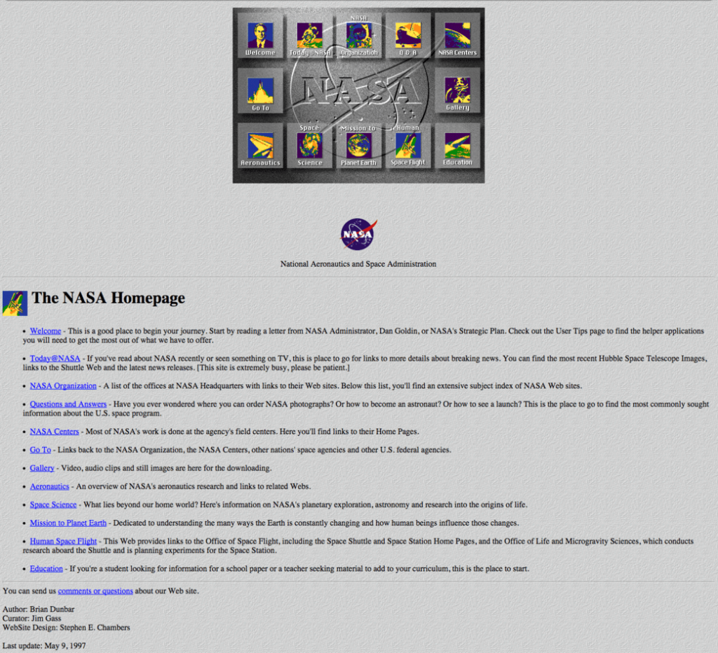  ９０年代 のWebサイト - 主な特徴および事例 - NASAのデザイン