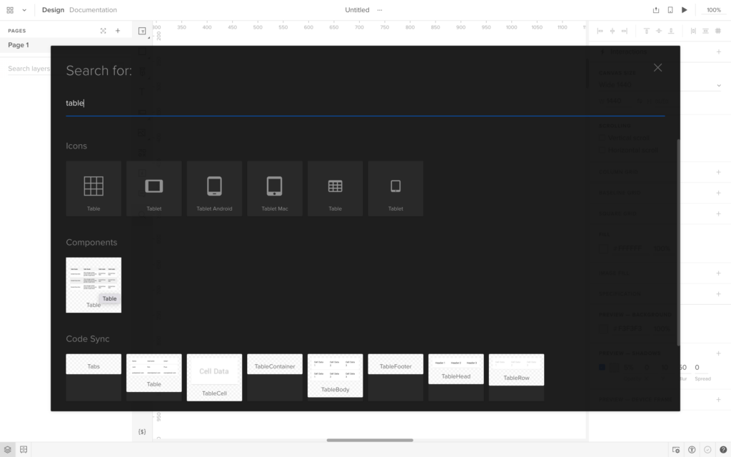 table ui design in uxpin