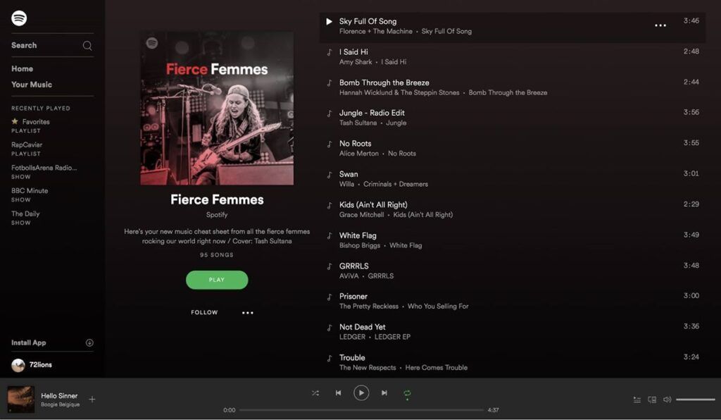 Spotify の Web アプリ